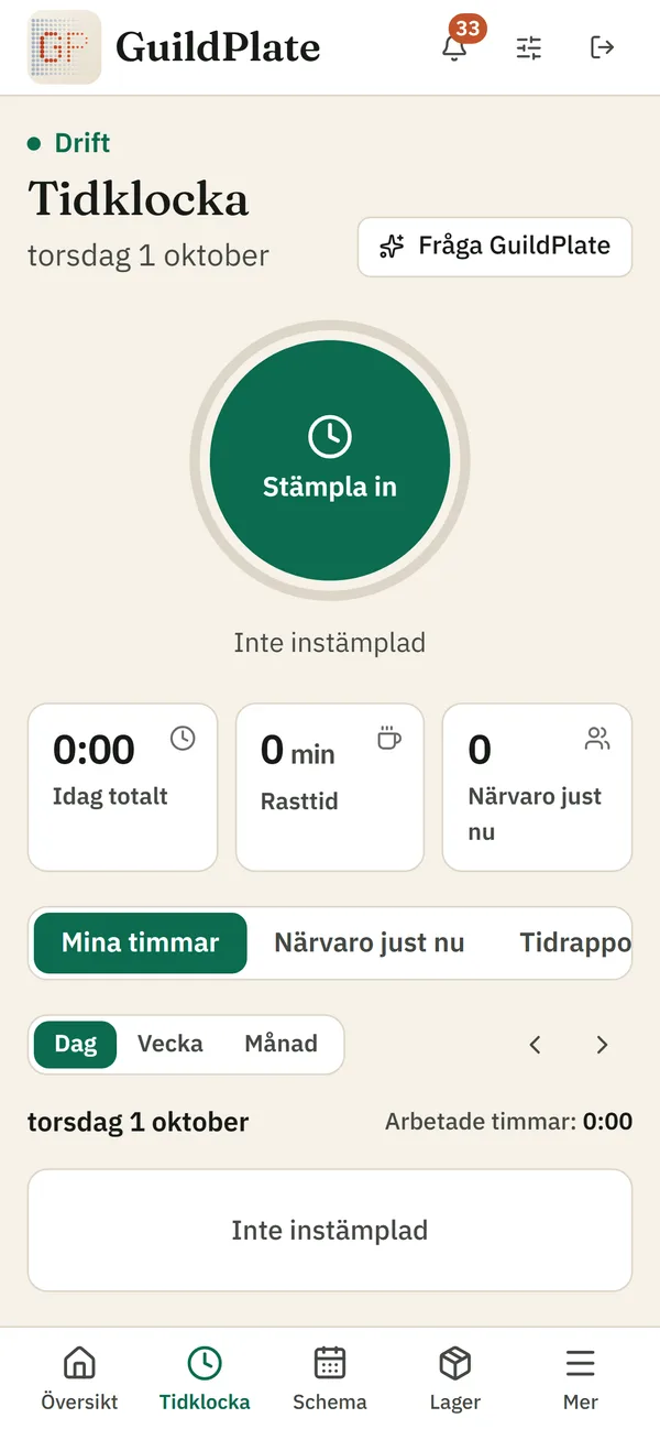 Tidklockan i mobilen